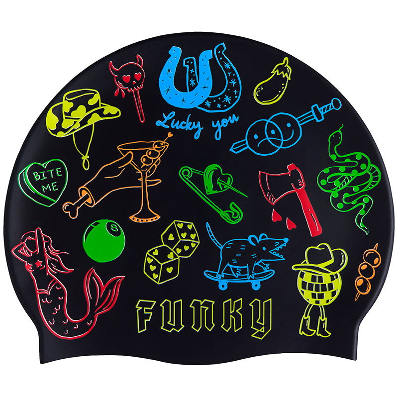 Funky - Doodles - Silicone Swimming Cap