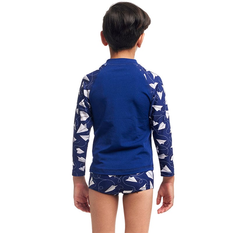 Funky Trunks - Paper Plain - Toddler Boys Zippy Rash Vest
