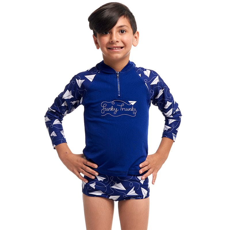 Funky Trunks - Paper Plain - Toddler Boys Zippy Rash Vest