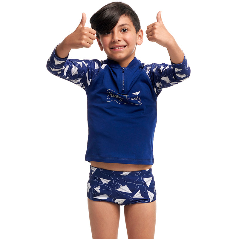 Funky Trunks - Paper Plain - Toddler Boys Zippy Rash Vest