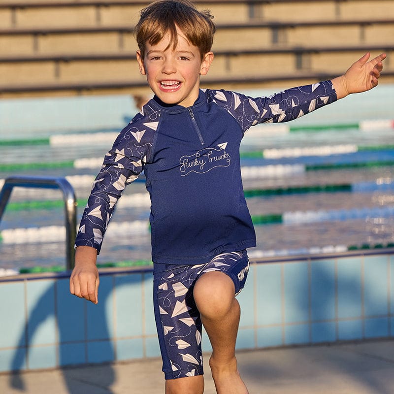 Funky Trunks - Paper Plain - Toddler Boys Zippy Rash Vest