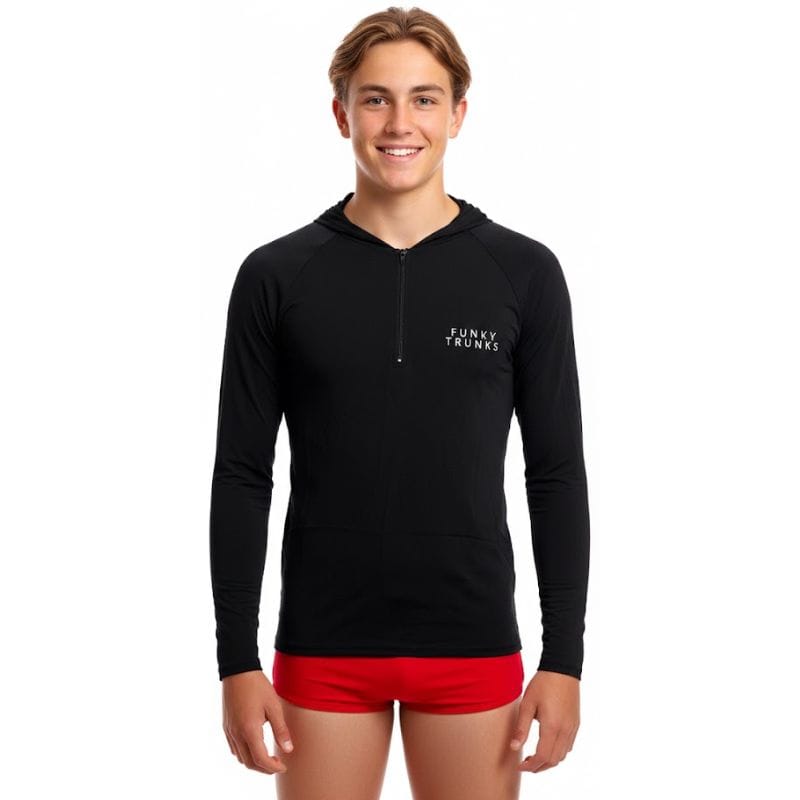 Funky Trunks - Still Black - Boys Long Sleeve Rash Vest