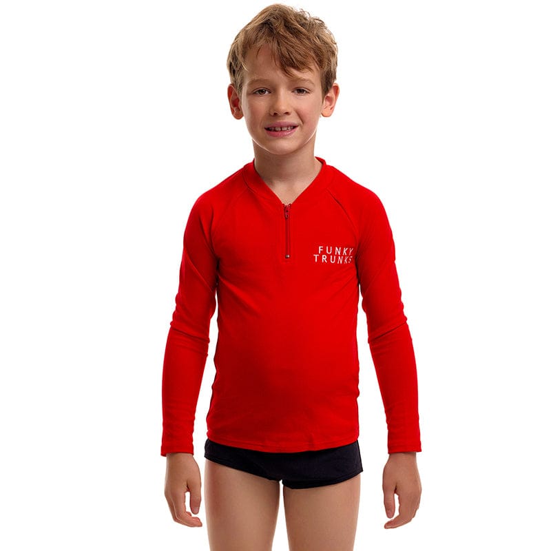 Funky Trunks - Still Red - Toddler Boys Long Sleeve Rash Vest