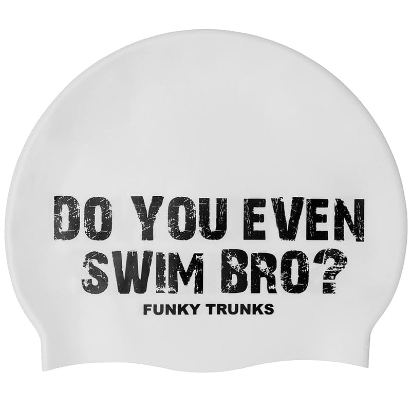 Funky Trunks - White Swim Bro - Silicone Swimming Cap
