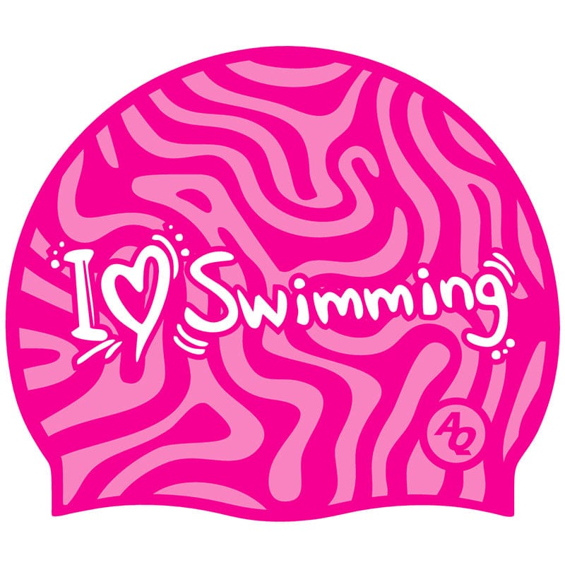 I Love Swimming Silicone Swim Hat - Pink