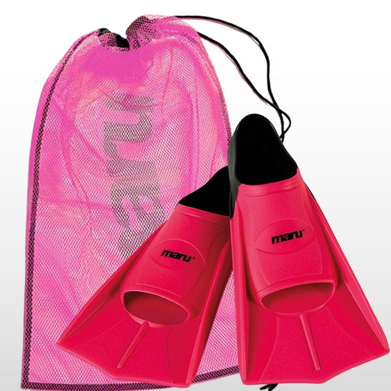 Maru - Mesh Poolside Swim Bag & Training Fins/Flippers Set - Pink