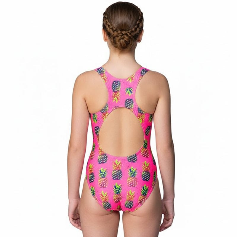 Maru - Pineapple Sparkle Auto Back Girls Swimsuit - Pink