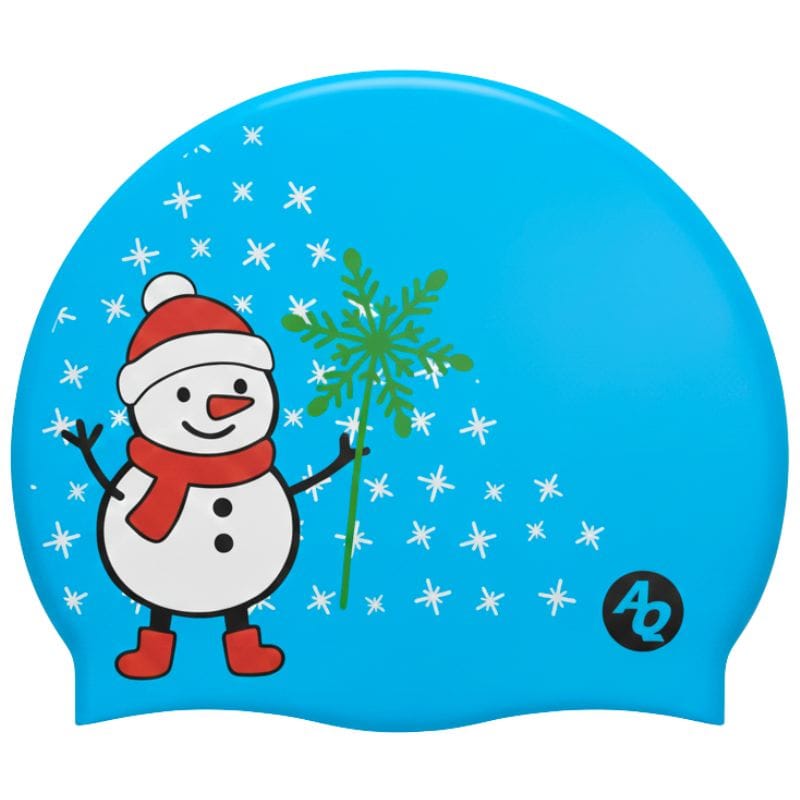 Mia's Snowman Christmas Swim Hat - Blue