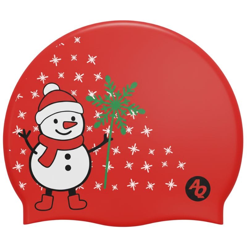 Mia's Snowman Christmas Swim Hat - Red