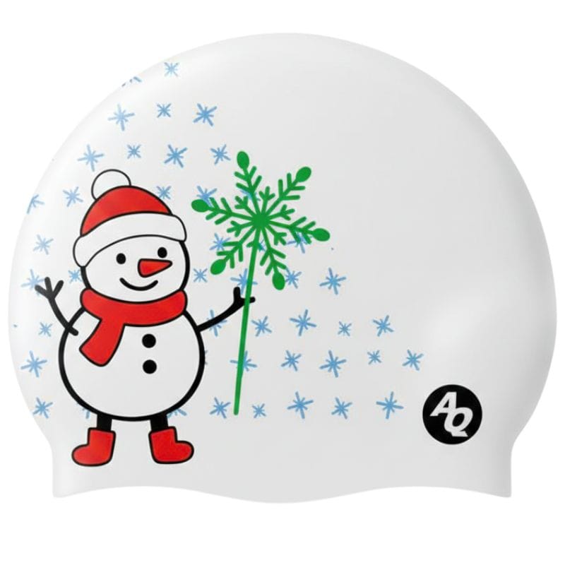 Mia's Snowman Christmas Swim Hat - White