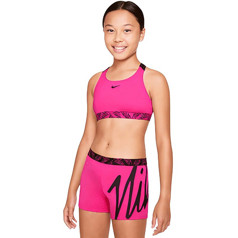 Nike - Girl's Script Logo Crossback Sport Bikini & Short Set (Pink Prime)