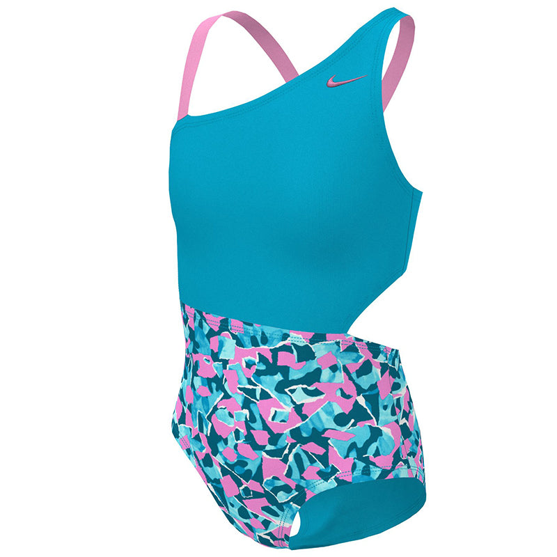 Nike - Girls' Shred Camo Asymmetrical Monokini (Blue Lightning)