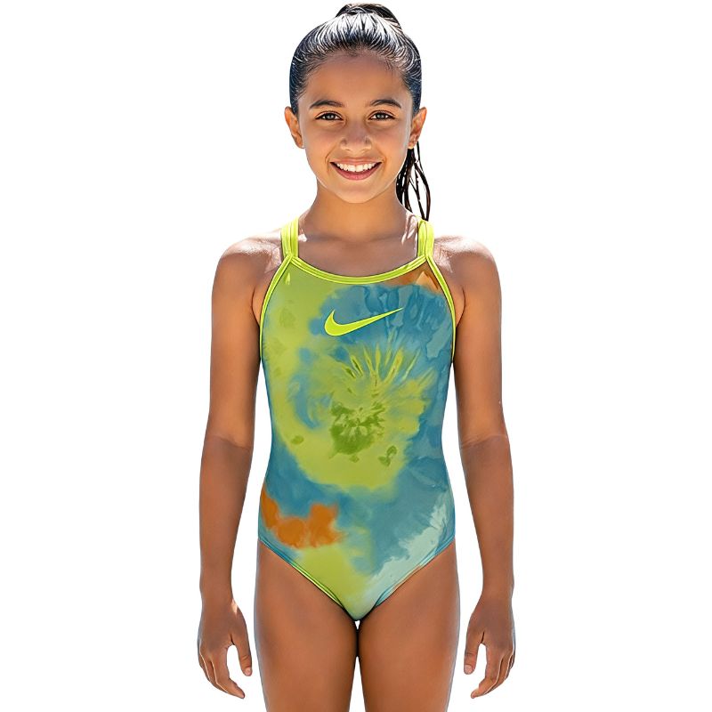 Nike - Girls' Tie Dye Spiderback One Piece (Washed Teal)