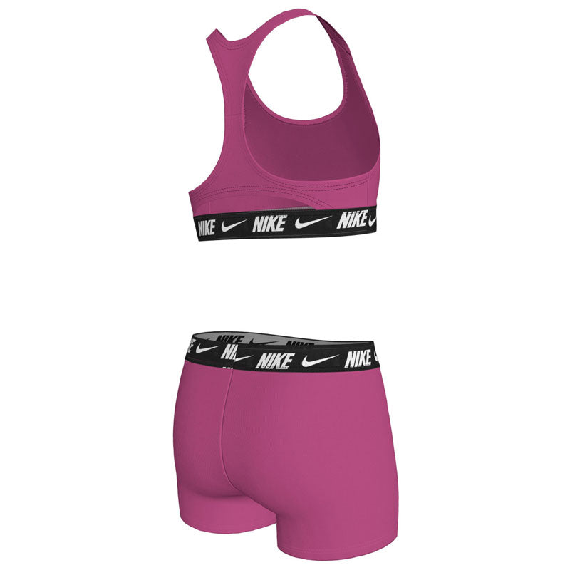 Nike - Swim Logo Tape Girl's Racerback Bikini & Short Set (Desert Pink)