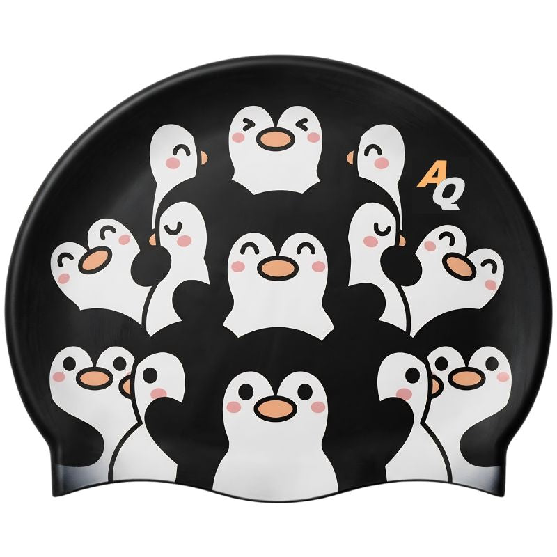 Penguin Huddle Silicone Swim Hat - Black