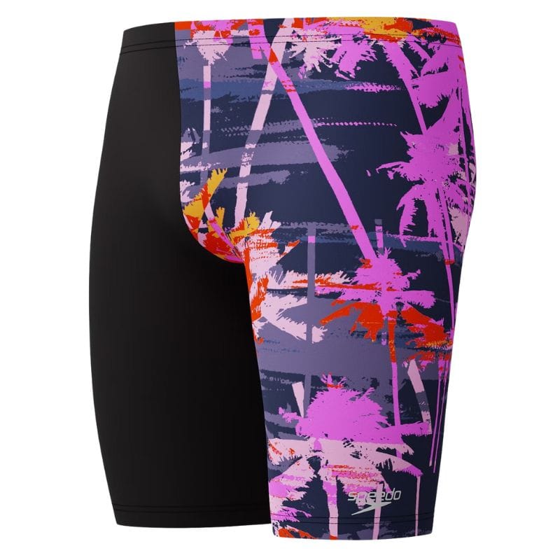 Speedo - Boys' Club Training Palm-Tree Printed Jammer - Black/Pink