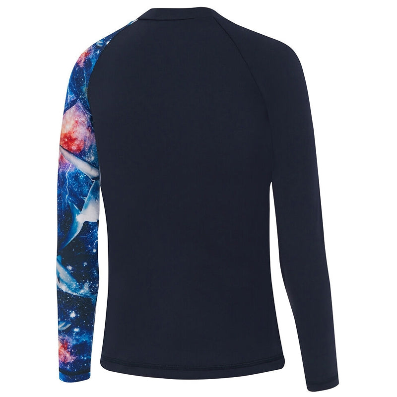 Speedo - Boys' Digital Long Sleeve Rash Top - Navy/Multi