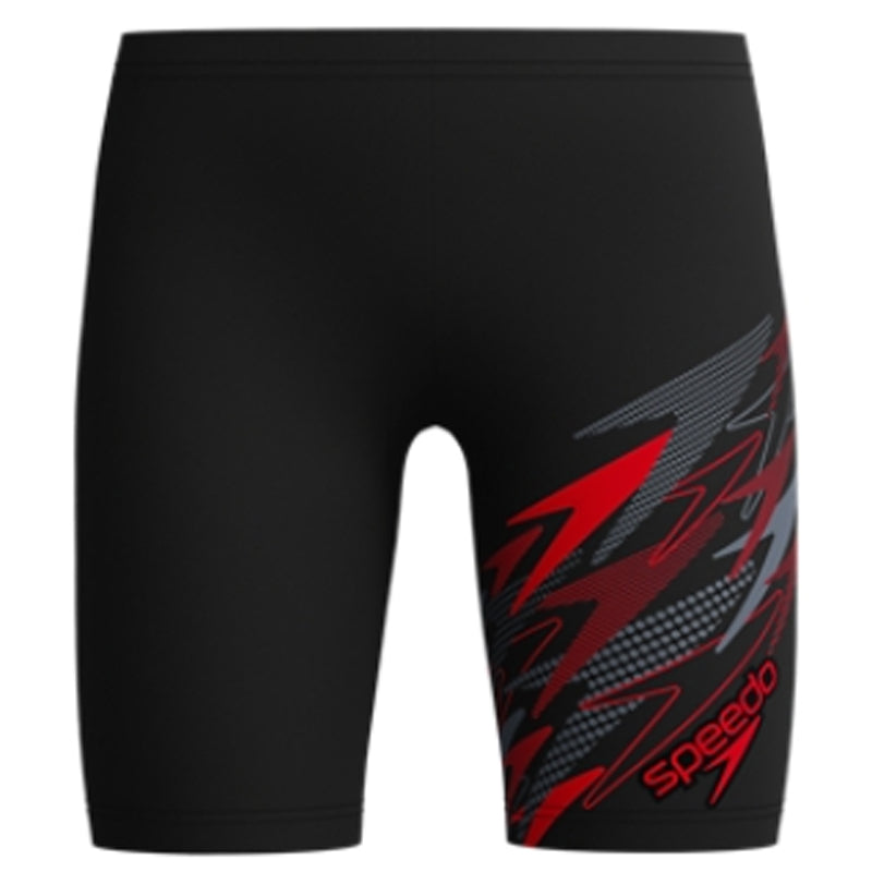 Speedo - Boys' Medley Logo Jammer - Anthracite/High Risk Red