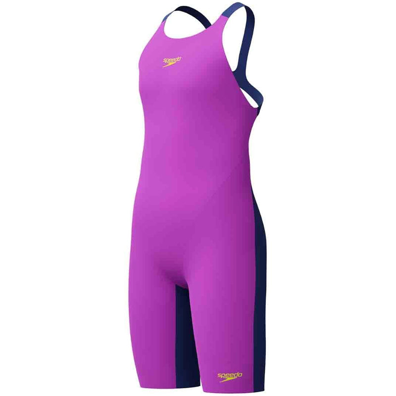 Speedo - Girls' Fastskin Endurance+ Max Openback Kneeskin - Neon Jelly/Noble Navy