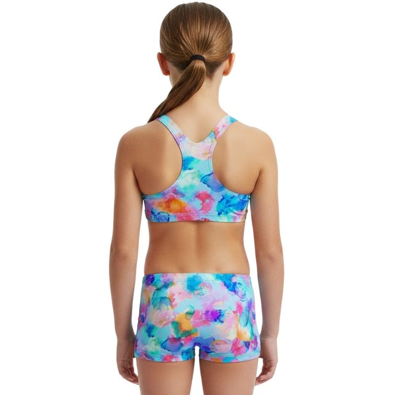 Speedo - Girl's Periwinkle Blue Print Racerback 2-Piece - Lt Blue/Pink