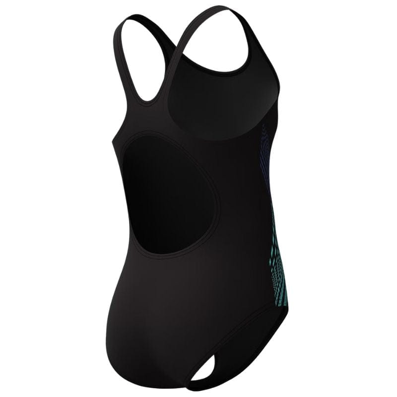 Speedo - Girls Plastisol Placement Thinstrap Muscleback Swimsuit - Black/Blue