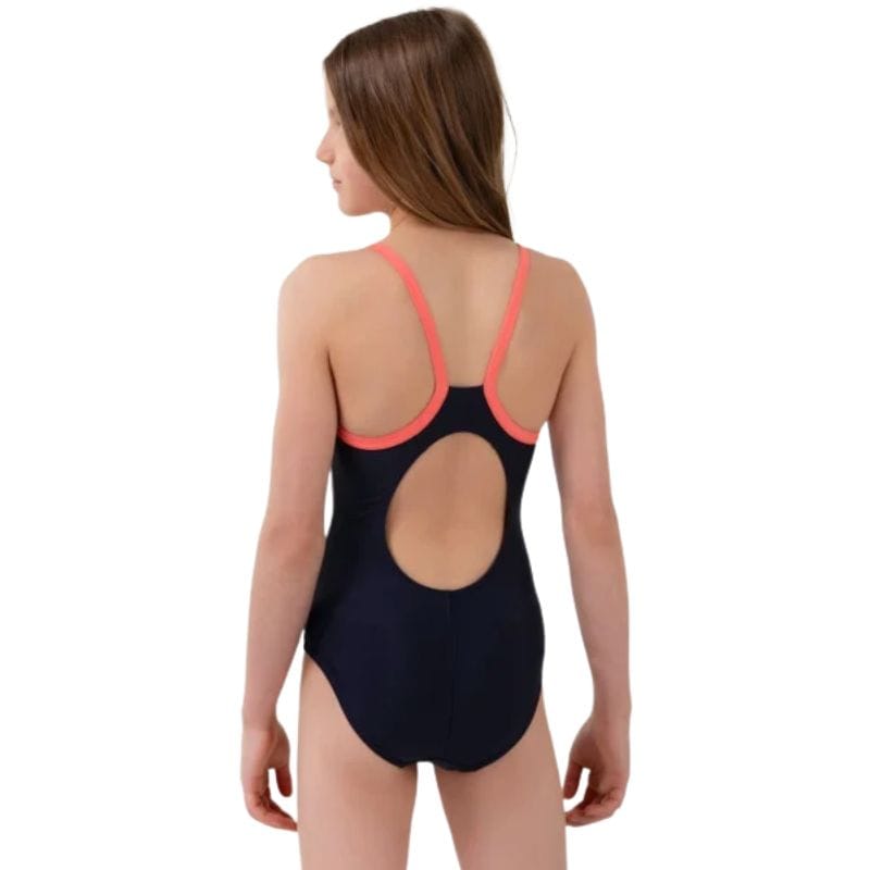 Speedo - Girls Plastisol Placement Thinstrap Muscleback Swimsuit - Navy/Coral