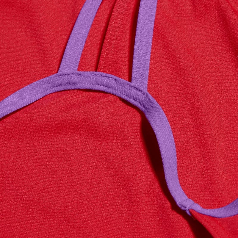 Speedo - Girls Solid Lane Line Back Swimsuit - Red