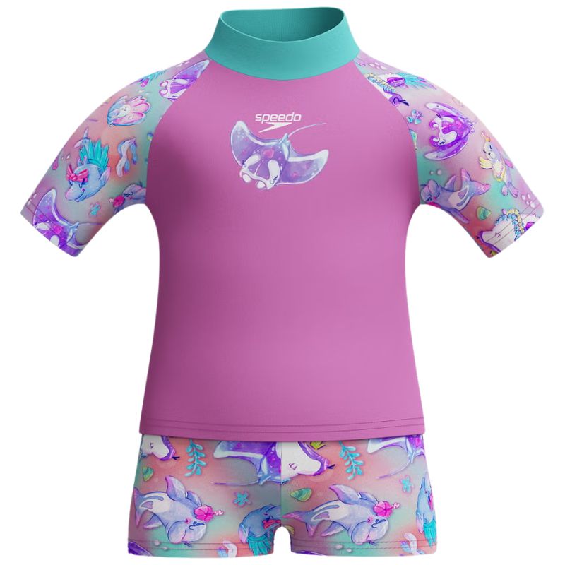 Speedo - Infant Girls' Digital Short Sleeve Rash Top Set - Pink