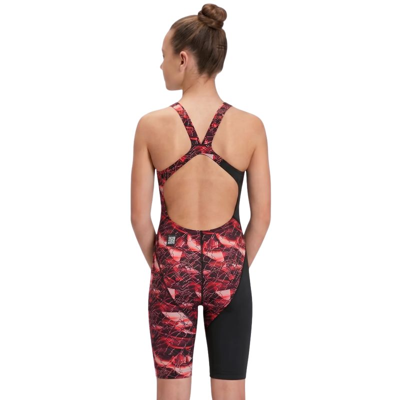 Speedo - Junior Fastskin Hyperpro Printed Openback Kneeskin - Black/Electric Veil