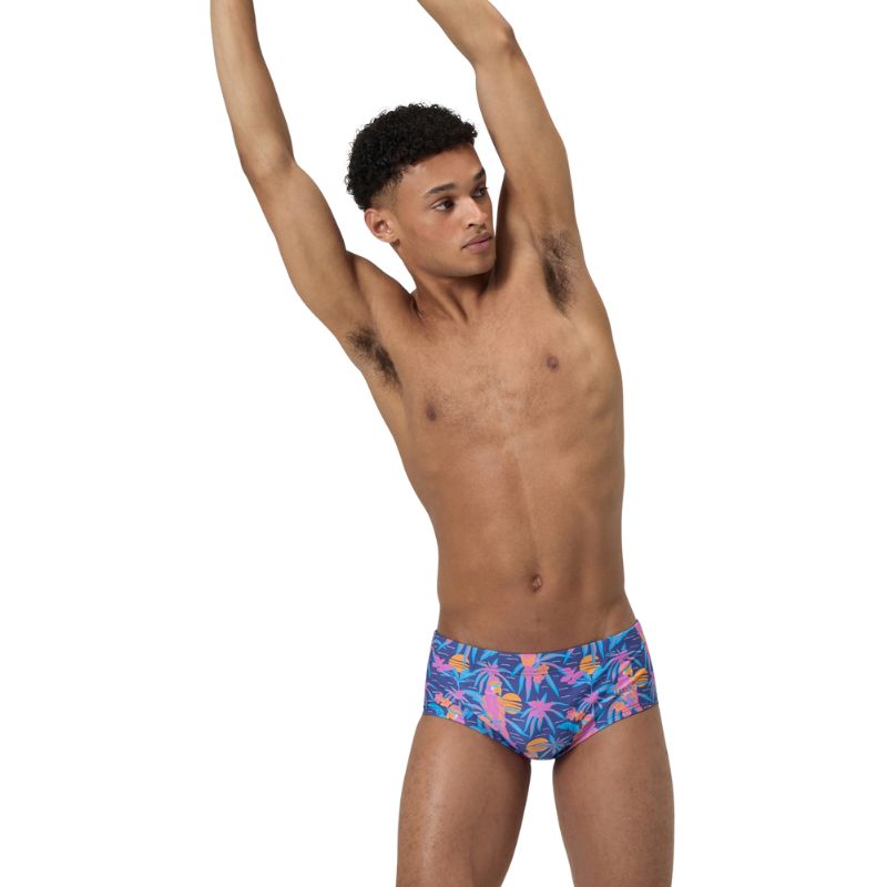 Speedo - Men's 13.5cm Club Training Allover Digital Brief - Hapuna Blue