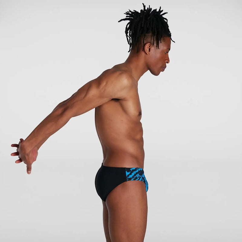 Speedo - Men's Allover 7cm Brief - Black/Blue