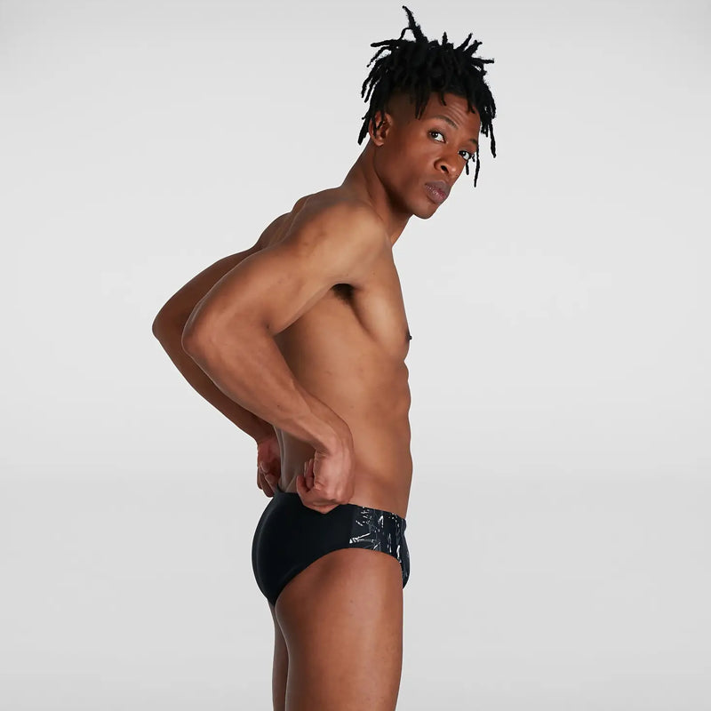 Speedo - Men's Allover 7cm Brief - Black/Grey