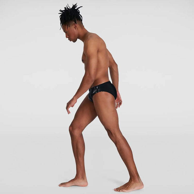 Speedo - Men's Allover 7cm Brief - Black/Grey