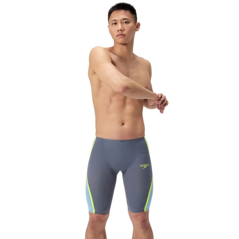 Speedo - Men's Fastskin LZR Pure Intent 2.0 High Waist Jammer - Grey Lead/Acadia Blue/Hyper Yellow