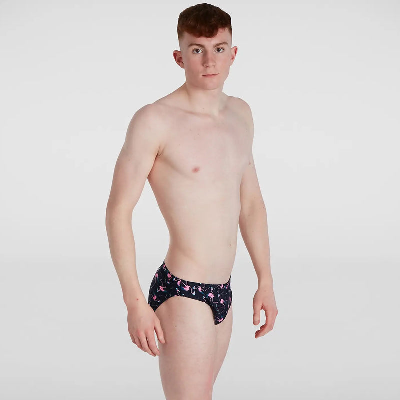 Speedo - Men's Flamingo Flare 5cm Allover Brief - Blue/Pink