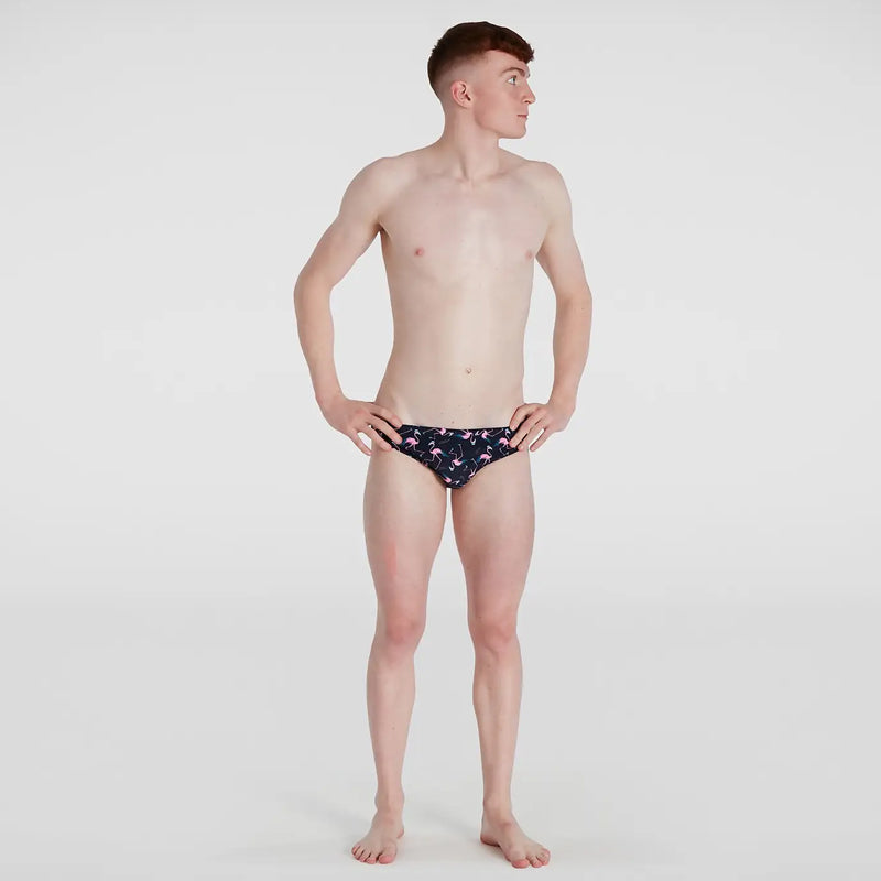 Speedo - Men's Flamingo Flare 5cm Allover Brief - Blue/Pink
