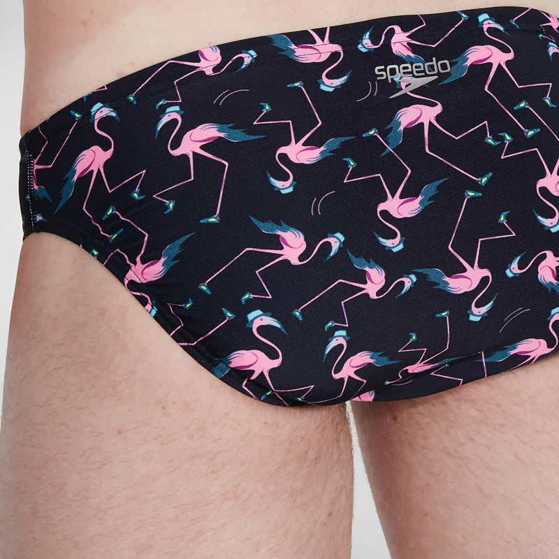 Speedo - Men's Flamingo Flare 5cm Allover Brief - Blue/Pink