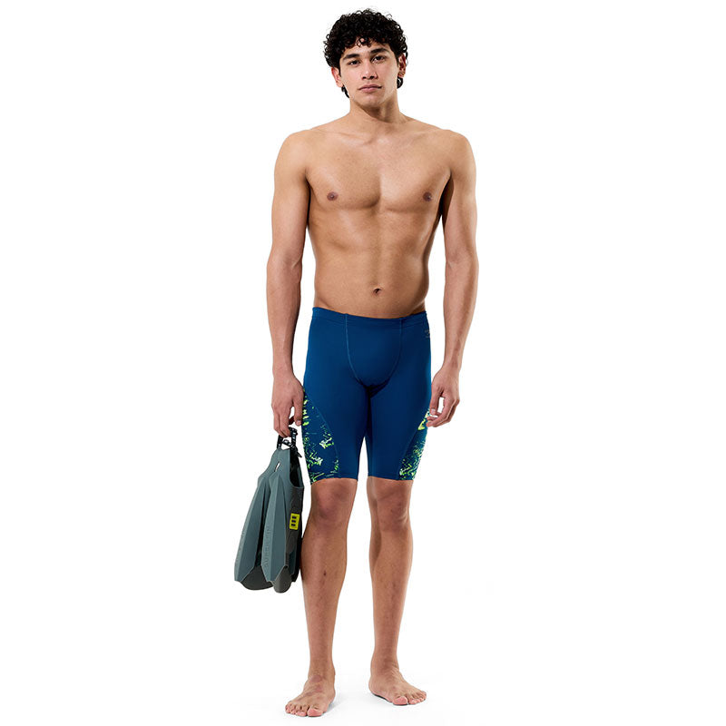 Speedo - Mens Spliced Printed Jammer - Mirage Time/Denim Teal