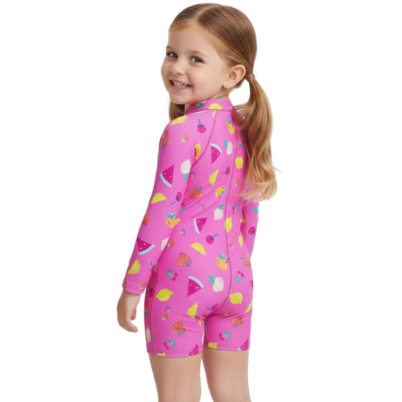 Speedo - Neon Flamingo Long Sleeve Print Zip One Piece - Pink