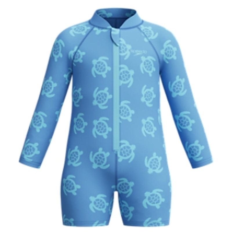 Speedo - Periwinkle Blue Long Sleeve Print Zip One Piece - Lt Blue