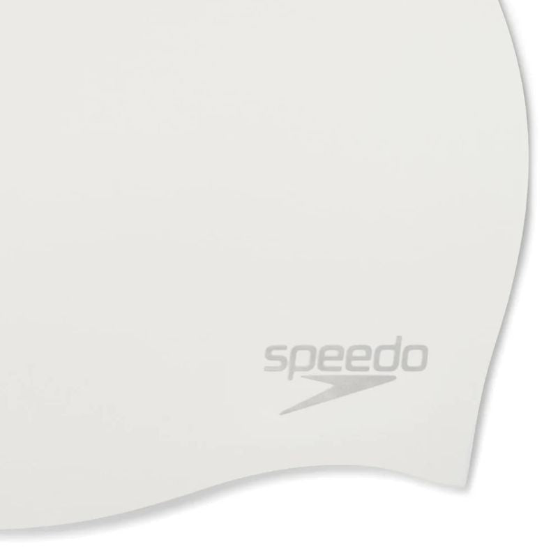 Speedo - Unisex Plain Moulded Silicone Cap - White/Silver