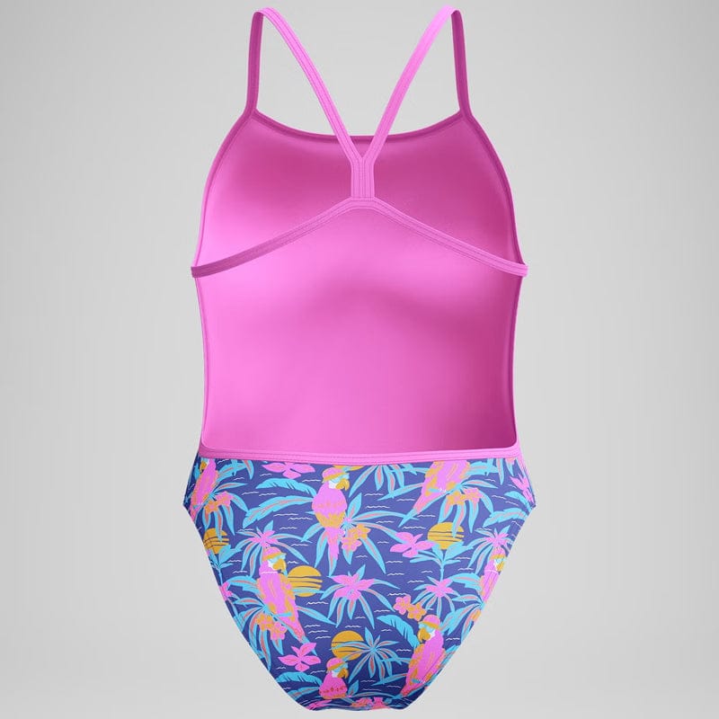 Speedo - Women's Allover Digital VBack Swimsuit - Parrot Party/Hapuna Blue