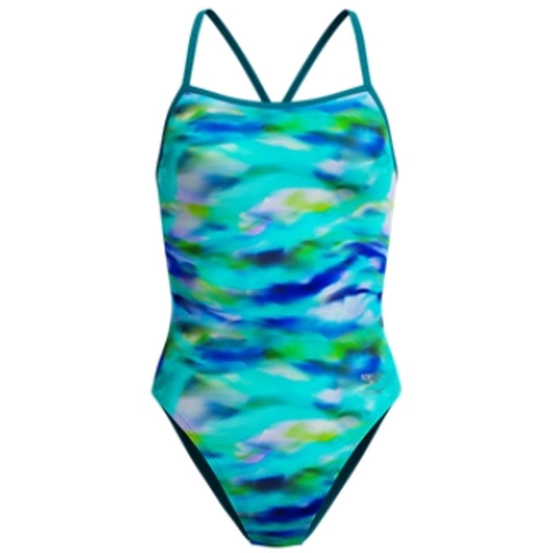 Speedo - Women's Club Training Allover Printed Vback 2.0 Swimsuit - Sunset Grove/Green
