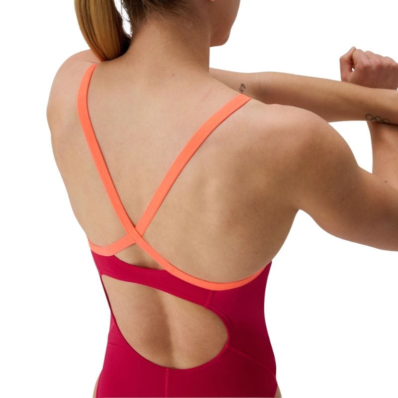Speedo - Women's Club Training Solid Flyback 2.0 Swimsuit - Red/Orange