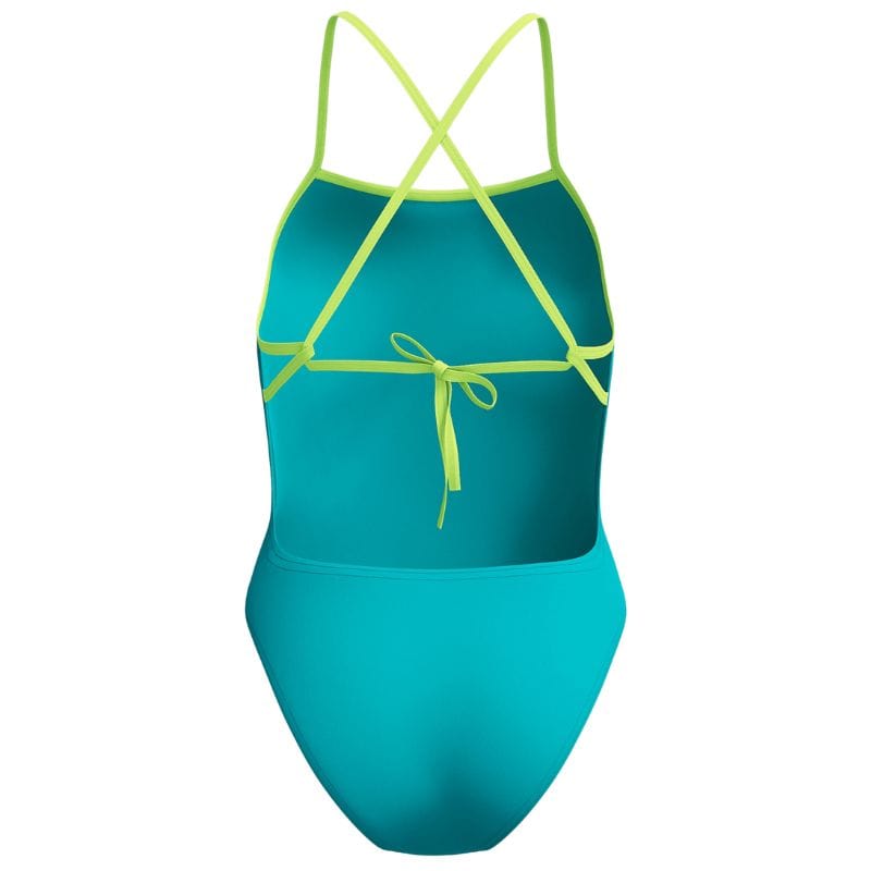 Speedo - Women's Club Training Solid Tie Back Swimsuit - Green/Yellow
