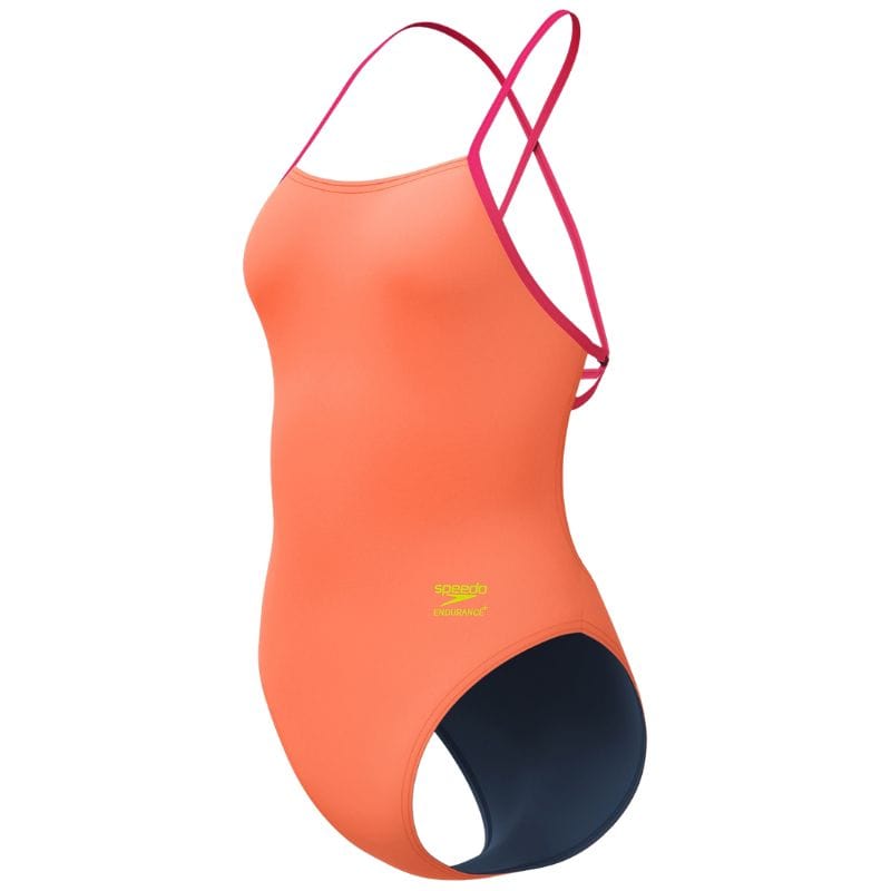 Speedo - Women's Club Training Solid Tie Back Swimsuit - Orange/Red