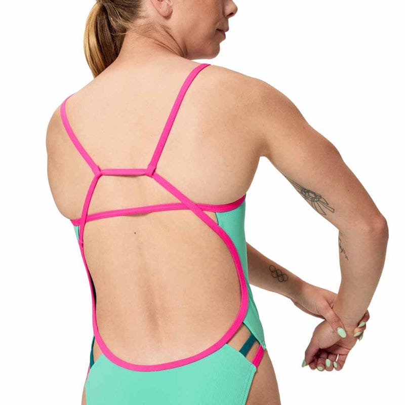 Speedo - Women's Club Training Solid Tri Back Swimsuit - Aqua Breeze