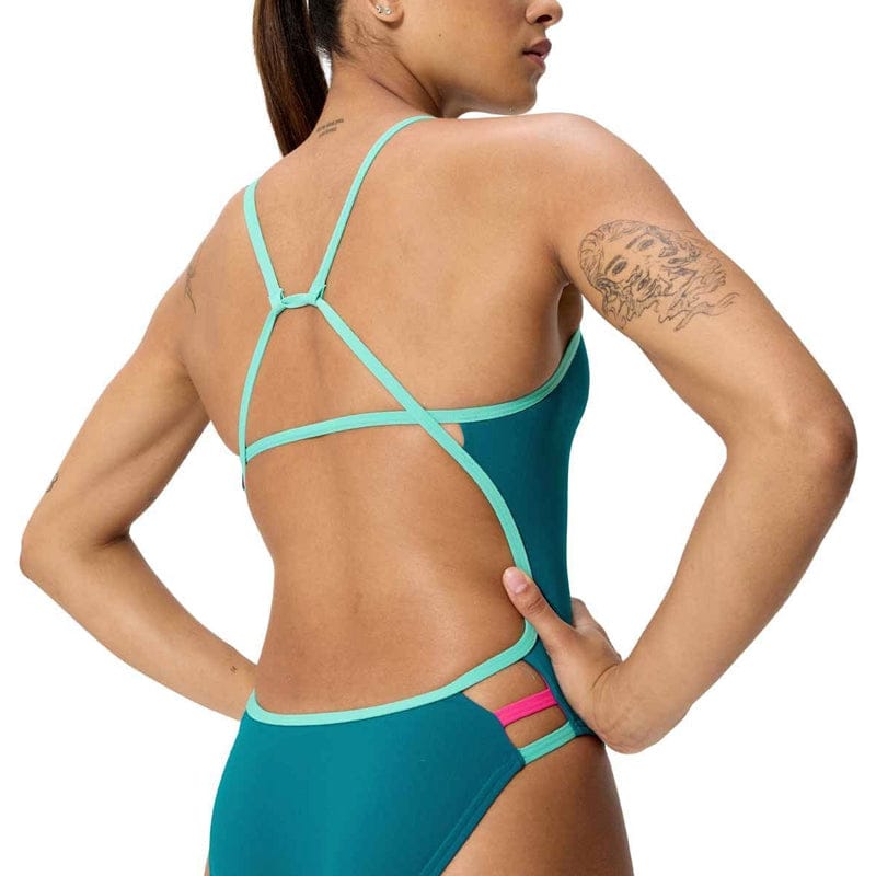 Speedo - Women's Club Training Solid Tri Back Swimsuit - Peacock