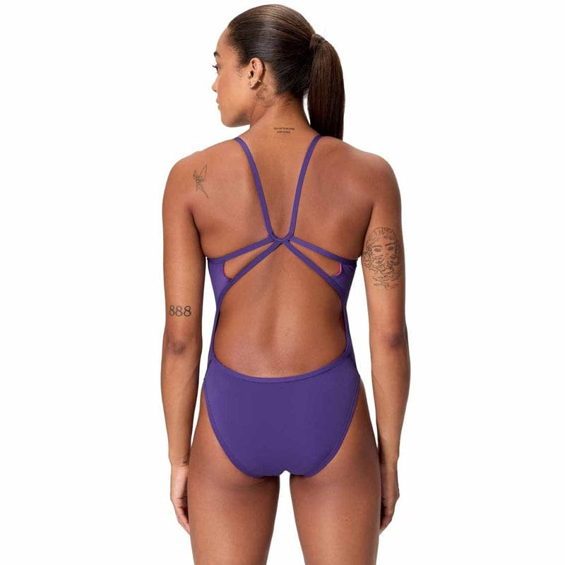 Speedo - Women's Club Training Solid Web Back Swimsuit - Acai Purple