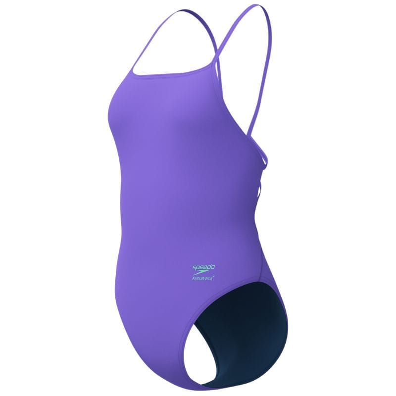 Speedo - Women's Club Training Solid Web Back Swimsuit - Blue/Purple
